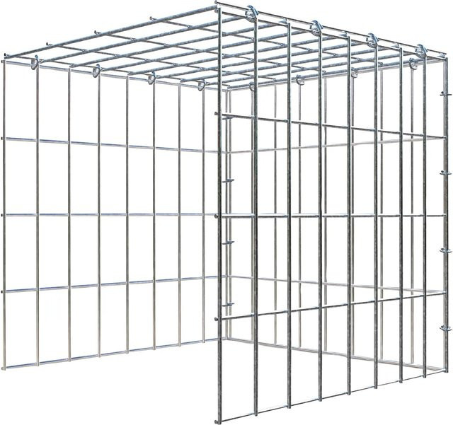 Gabiona C-Ring Anbaukorb Typ 4 in Silbergrau, Maschenweite 5 x 10 cm, B/T/H: 40 x 40 x 40 cm - Bild 1