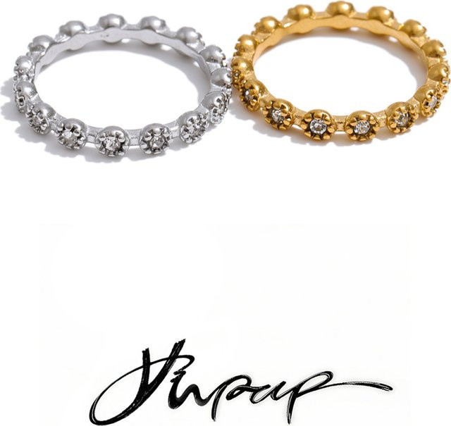 Yhpup Ring Edelstahl, Gold, Zirkonia, Unisex - Bild 1