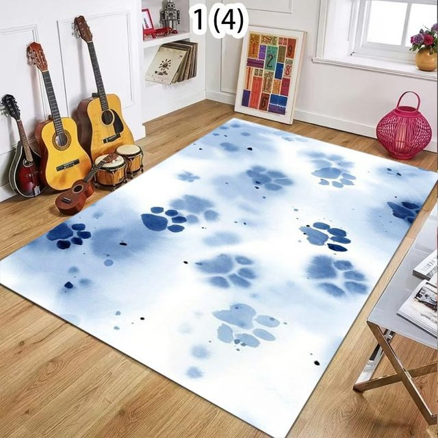 ZbrOne Teppich mit Pfotenabdruck-Muster in Blau, rutschfest und waschbar, B/T: 60 x 40 cm - Bild 1