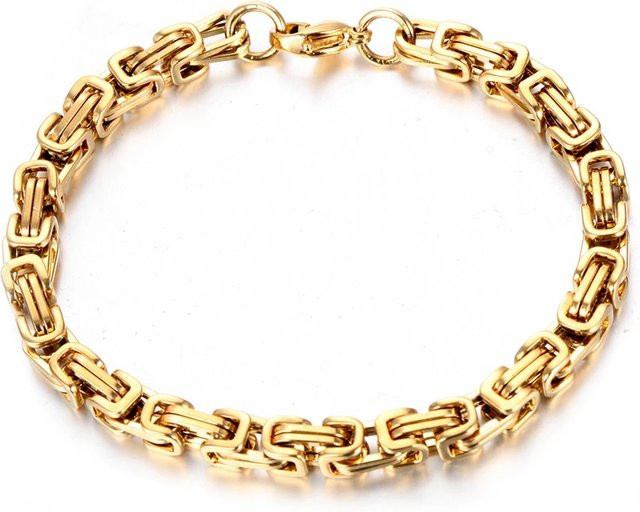 Armband Byzantinische Gliederkette, 4mm, Gold Farbe, Edelstahl, Unisex - Bild 1