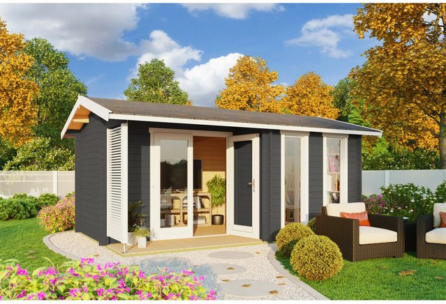 Lasita Gartenhaus Riverside aus Fichtenholz mit Satteldach in Carbongrau, B/H/T: 540 x 250,8 x 357,1 cm - Bild 1
