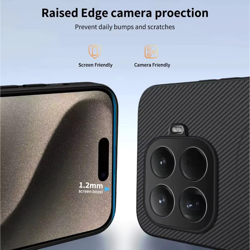 Magnetische Schutzhülle für Xiaomi 15T Pro mit Carbonfaser und Ledertextur, MagSafe kompatibel, stoßfest, in Schwarz oder Grau - Bild 3