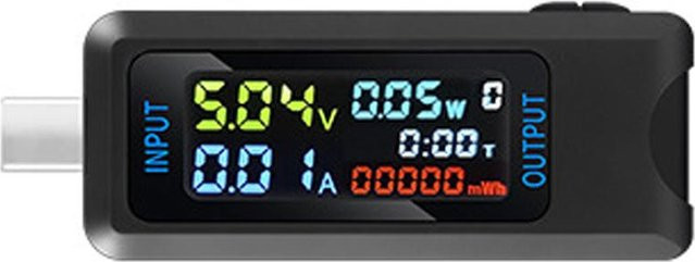 Kkmoon Multifunktions-USB-Spannungs- und Stromtestmessgerät mit digitalem IPS-Display und Kapazitätstester 6527-T in Schwarz - Bild 1