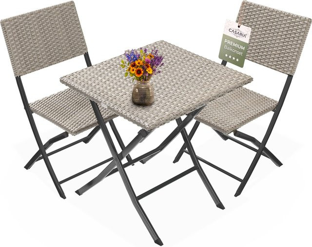 Casaria 3-tlg. Polyrattan Gartensitzgruppe in Creme für Garten, Terrasse und Balkon - Bild 1