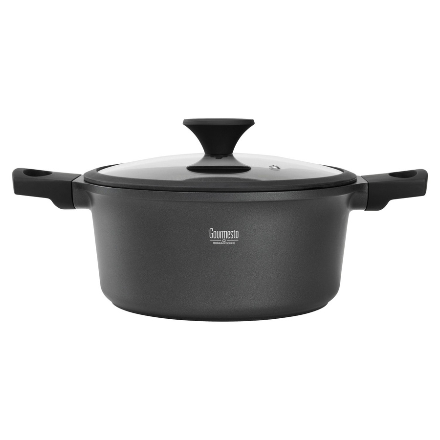 Gourmesto Black Line Kochtopf mit Glasdeckel in Schwarz, Ø 24 cm, Antihaftbeschichtung aus Keramik und Aluminium, Backofenfest und Spülmaschinenfest - Bild 2