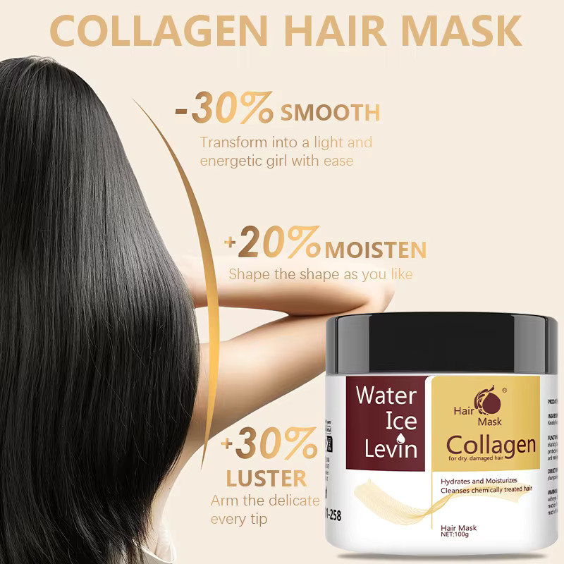 Water Ice Levin Haarmaske mit Kollagen, Hyaluronsäure und Keratin, 100 g - Bild 3