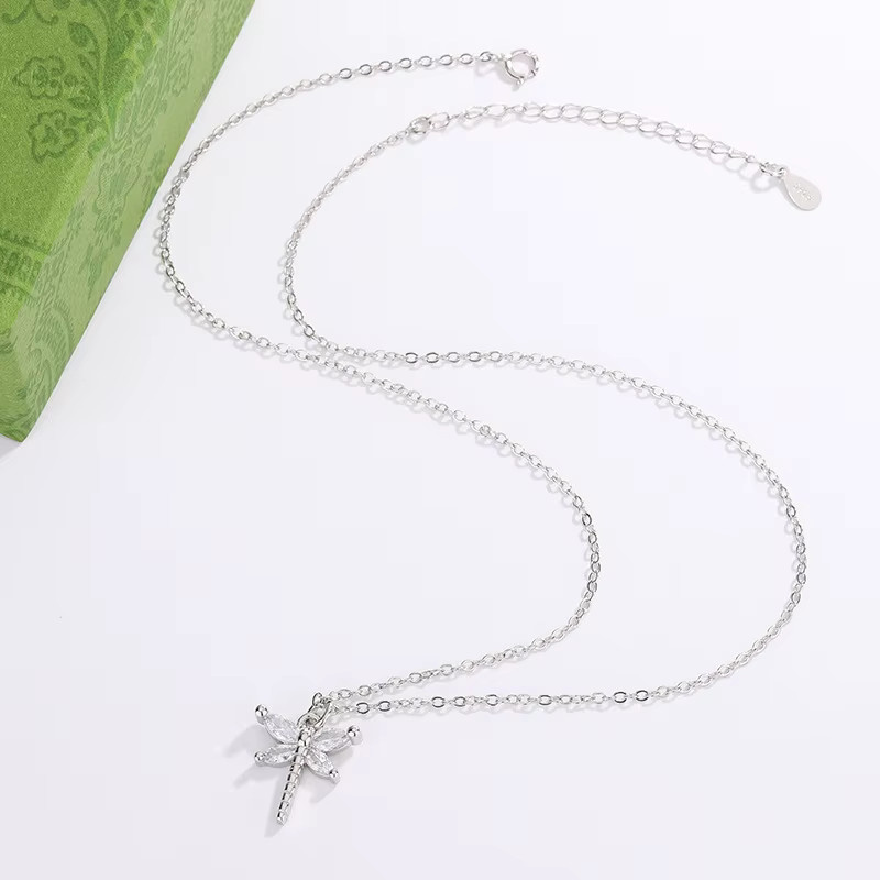 Halskette Libelle, 925 Silber, Diamant, Zirkonia - Bild 4