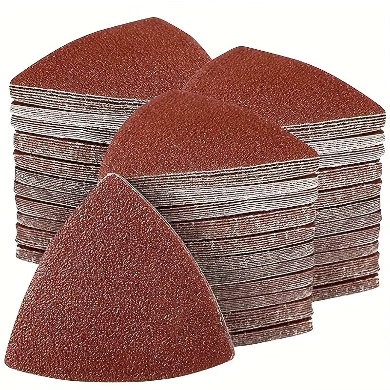 Dreieckiges Klett-Schleifpapier für oszillierende Multi-Tools, Multi-Körnung, Farbe: Braun, Breite: 90 mm - Bild 1