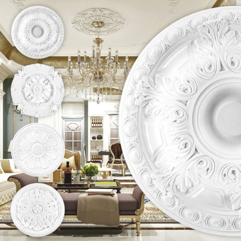Grand Decor Stuckrosette R101 aus Kunstharz in Weiß, runde Deckenrosette für dein Wohnzimmer, Durchmesser: 61 cm - Bild 1