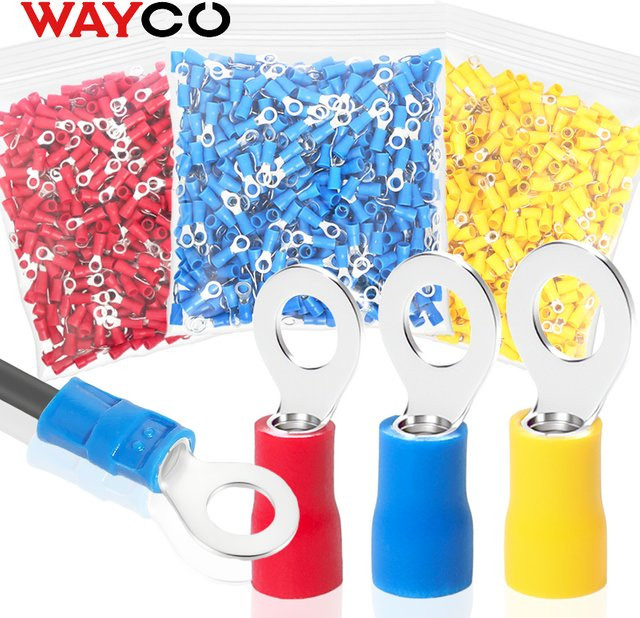 WAYCO 500er Set Ring Crimp Terminals Runde Stecker Vorisolierte Aderendhülsen für M4 M5 M6 Elektrik Kabel Anschlüsse - Bild 1