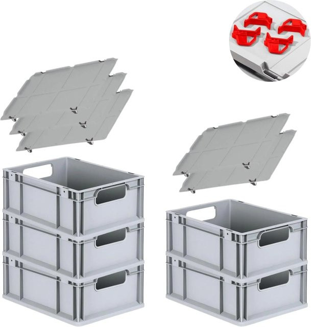PROREGAL Spar Set Eurobox Nextgen Economy mit Auflagedeckel und Schiebeschnappverschlüssen, Rot, H x B x T: 17 x 30 x 40 cm - Bild 1