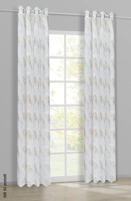 Happy Home Ösenvorhang Sylt in Taupe mit Streifenmuster, Breite: 145 cm, Höhe: 245 cm - Bild 1