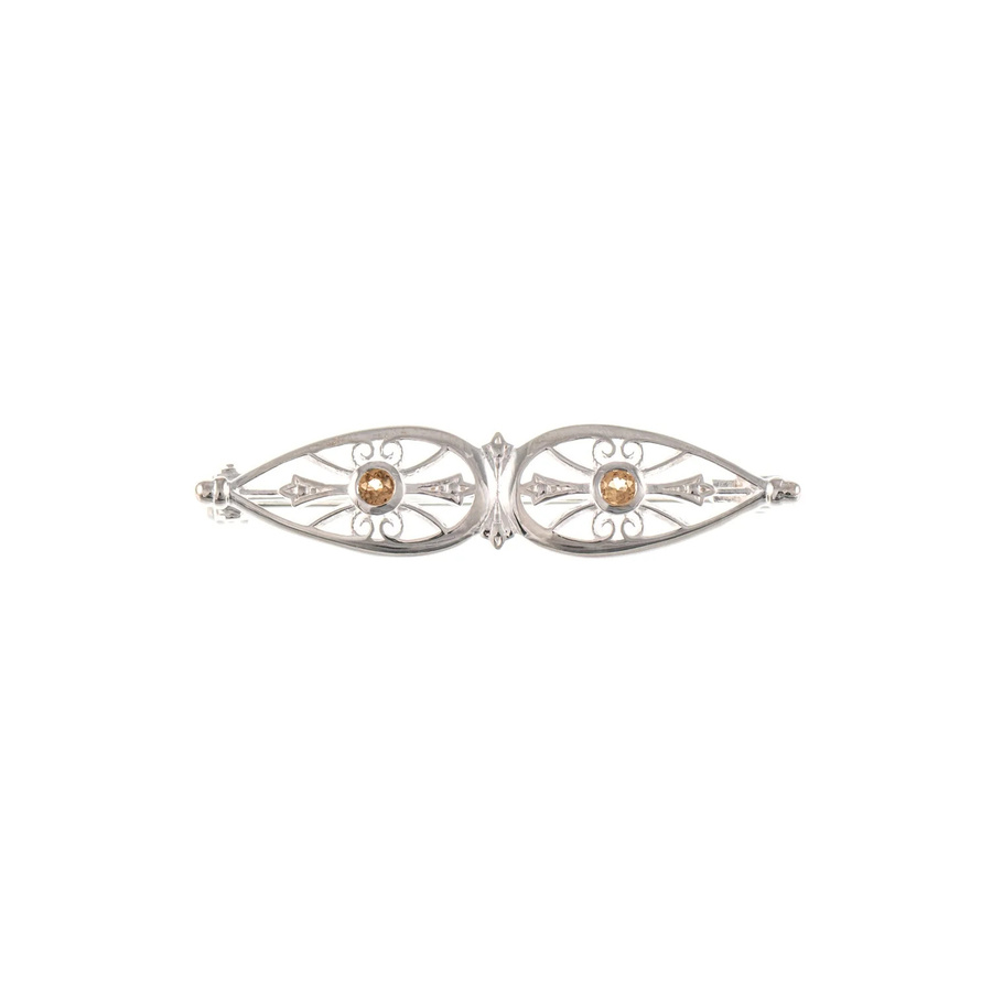 Brosche 925 Silber, Zirkonia, cognac, Damen - Bild 1