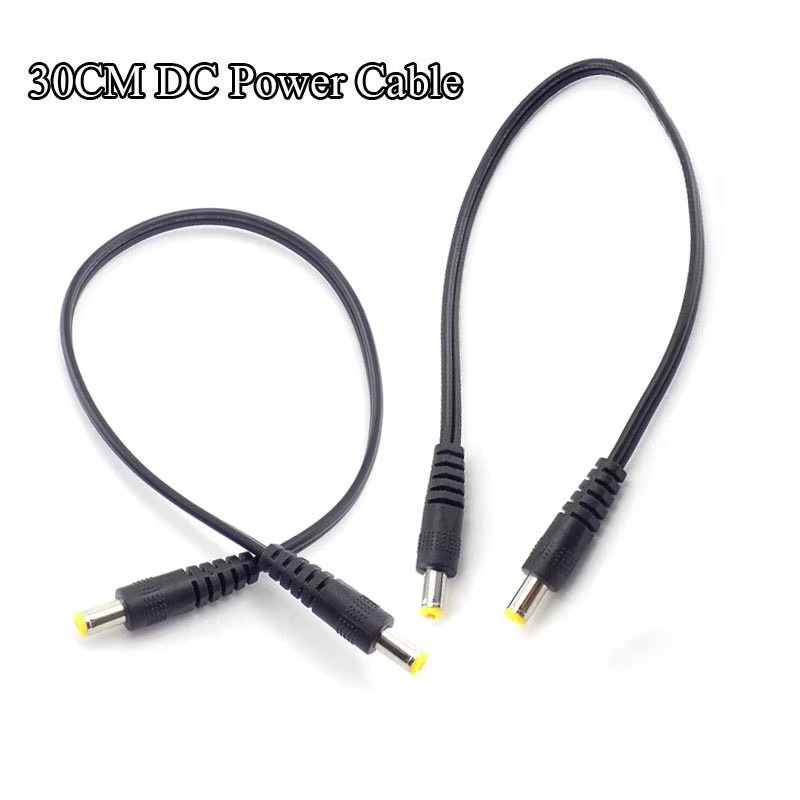 DC Stecker-zu-Stecker Verlängerungskabel Stromadapter 5,5 x 2,1 mm, Schwarz, Länge: 30 cm - Bild 2