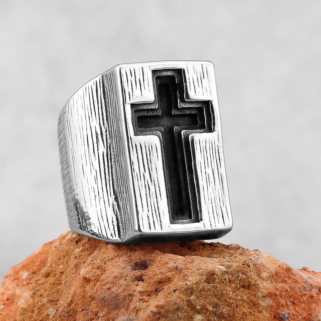 Ring Edelstahl, Silber, Vintage, Herren - Bild 1