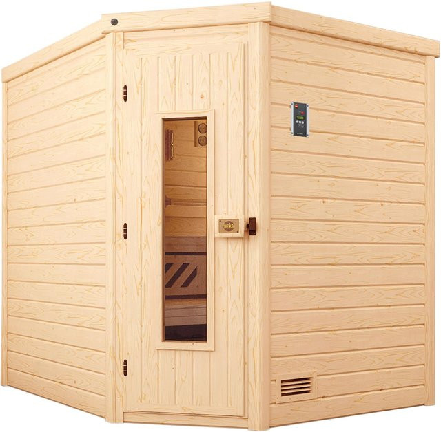 Weka Premium Massivholz-Sauna Turku Sparset mit 7,5 kW Ofen, digitaler Steuerung und Massivholztür - Bild 3