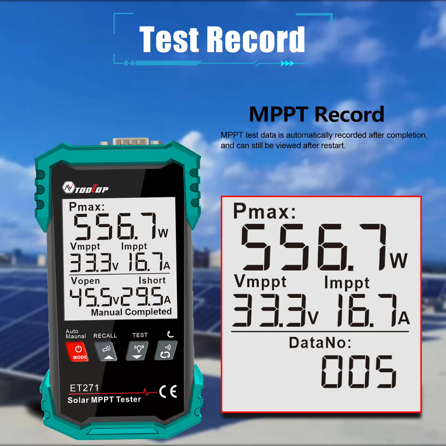 TOOLTOP Tragbares Solarpanel 2000 W MPPT-Tester mit Datenspeicher für Photovoltaik-Solarstromzähler und Solarbatterie-Wartung - Bild 3