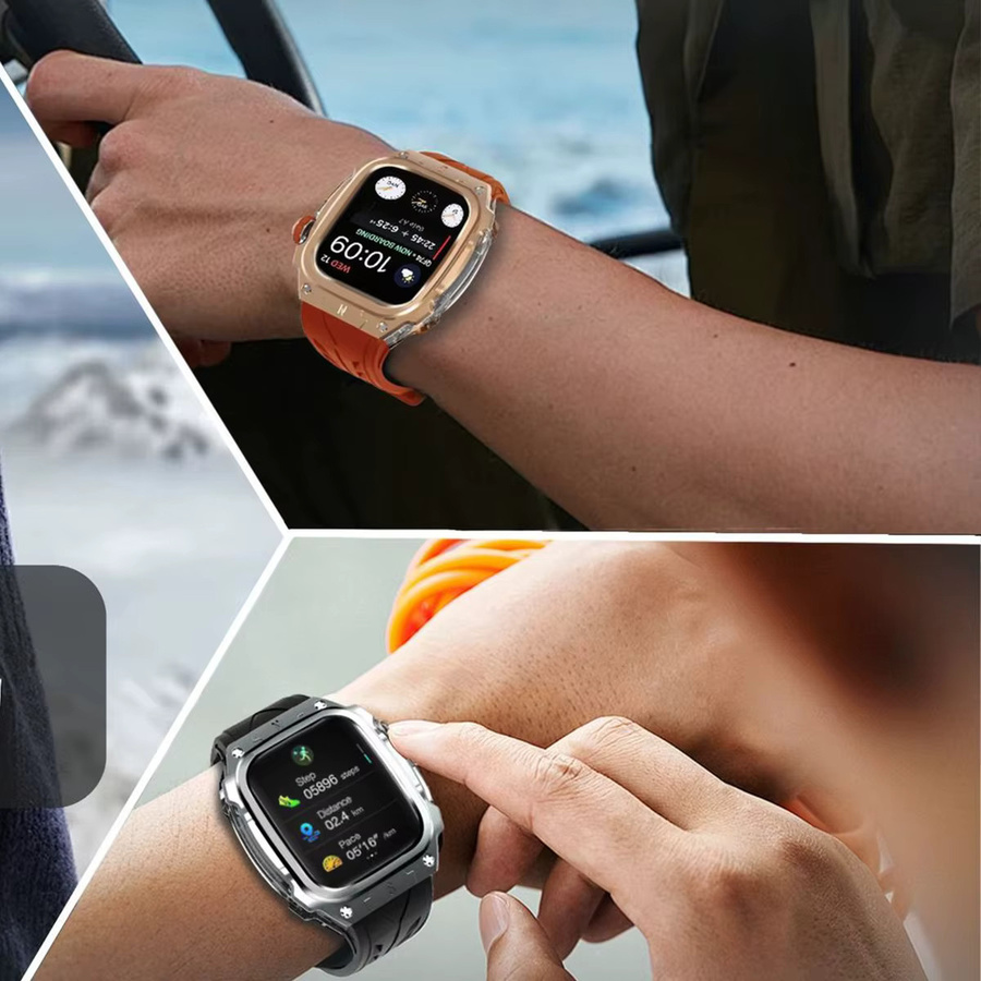 FancyWrist Uhrenarmband Silikon, Metallgehäuse, Herren, Apple Watch 11 10 46 mm - Bild 4