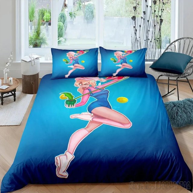 Lodestar Bettwäsche-Set Prinzessin Peach mit Bettdeckenbezug und Kissenbezug, Blau, B/H: 229 x 229 cm - Bild 1