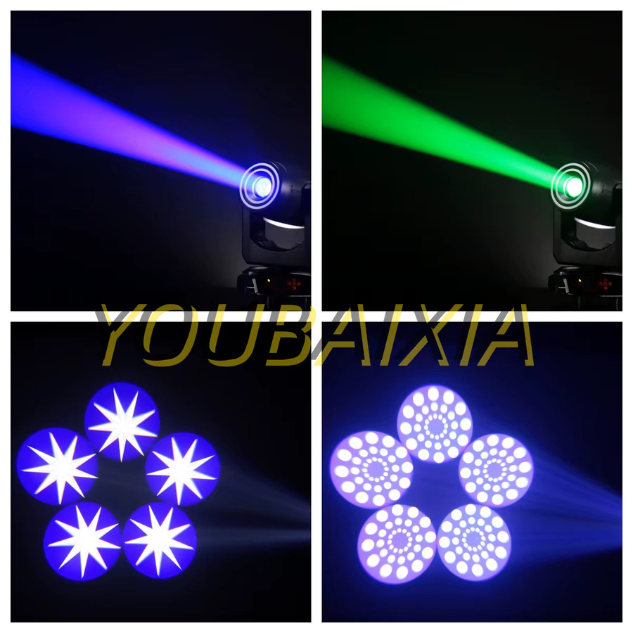 YOUBAIXIA 250W 3-in-1 BSW LED Moving Head Beam Shaking Light Fixture mit Doppelprisma-Effekt und RGB-Farben in Schwarz - Bild 3