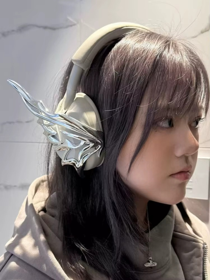 AirPods Max Kopfhörer-Hülle im Feenflügel-Design aus 3D-Druck in Silber - Bild 6