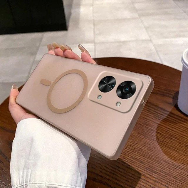Magnetische Handyhülle für OnePlus Nord 2T mit kabellosem Laden und mattem Hartschalen-Rückendeckel in Blau oder Beige - Bild 1