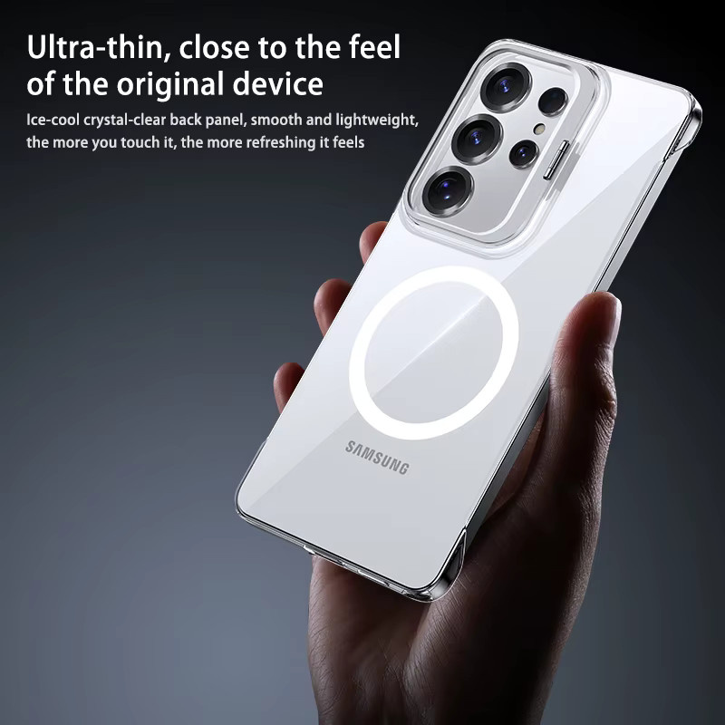 Linsen-Kickstand Rahmenlose Transparente Handyhülle mit MagSafe Magnetischem Schutz für Samsung Galaxy S26 S25 Ultra S26 Plus S24 FE - Bild 6