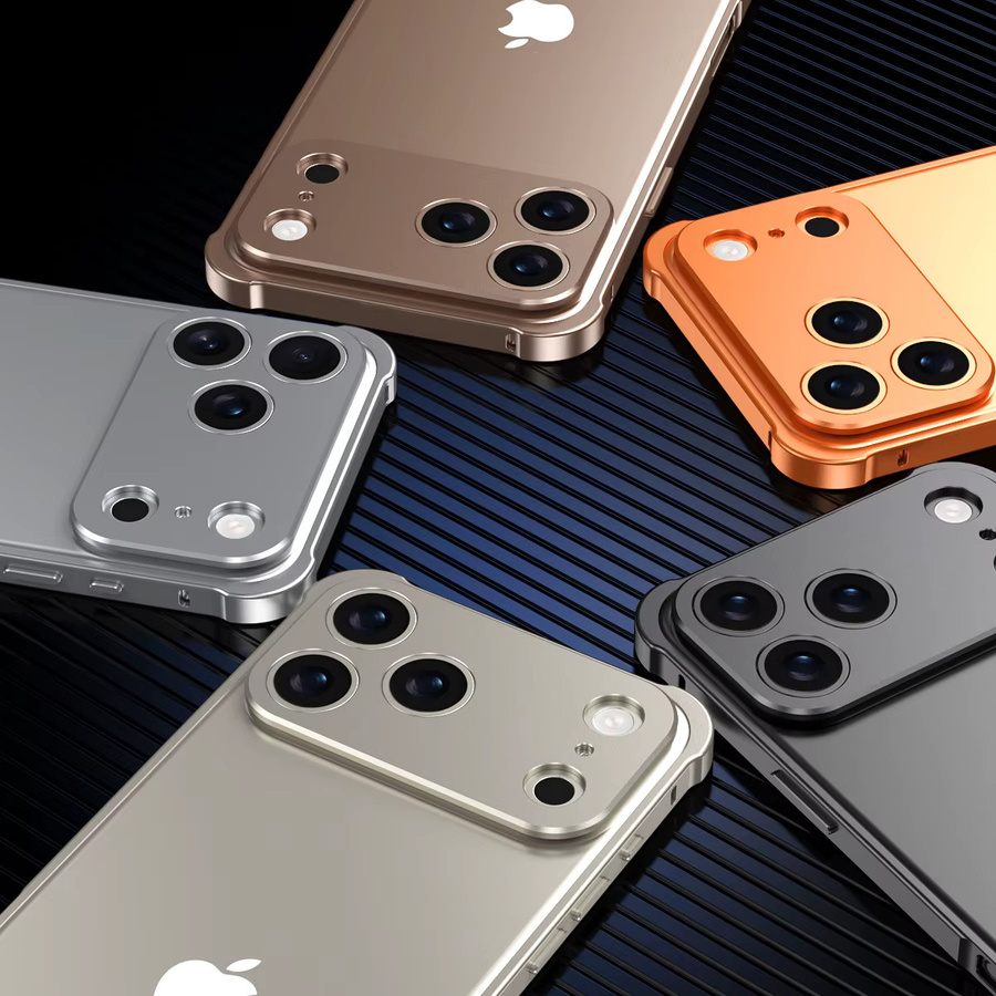 Stoßfeste Metalllegierungs-Telefonhülle mit Linsenschutz für Apple iPhone 12 bis iPhone 17 Pro Max Plus in Schwarz - Bild 4