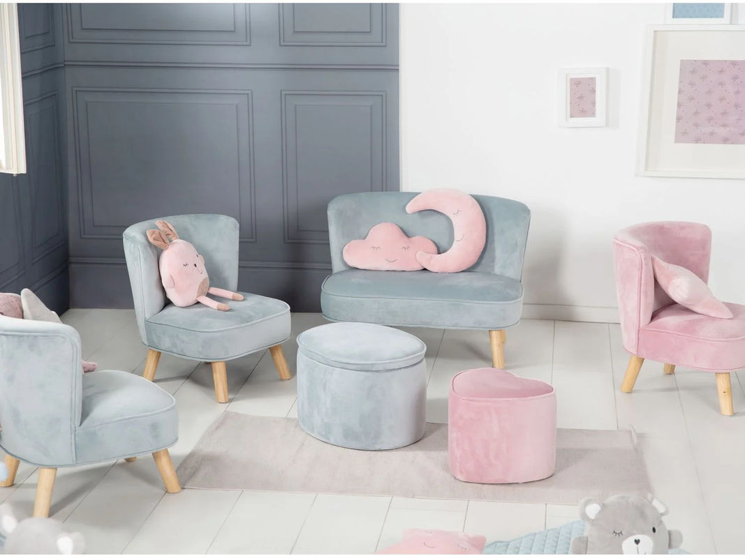 ROBA Kindersessel in Türkis mit Retro-Look aus Samt und Birkenholz, B/H/T: 44 x 48 x 50 cm - Bild 3