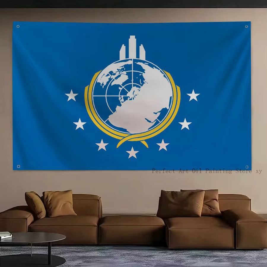Super Earth Flag Banner aus blauem Polyester mit Vierlöchern für Outdoor und Raumdekoration, B/H: 90 x 60 cm - Bild 4