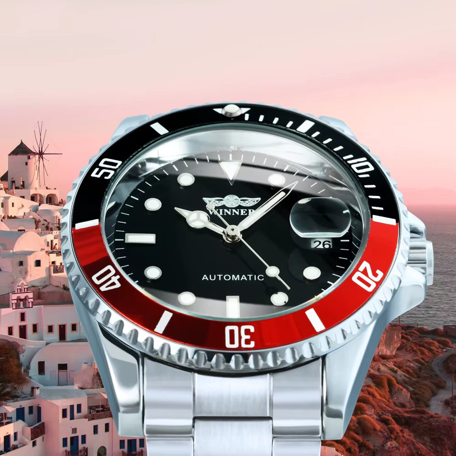 WINNER Armbanduhr Automatik, Edelstahl, Schwarz, Herren - Bild 3
