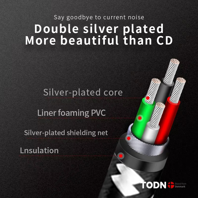 TODN HIFI 6N OFC 3,5mm AUX-Kabel Y-Splitter Vergoldet Schwarz mit 1 Stecker auf 2 Buchsen für Computer und Verstärker - Bild 2