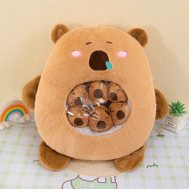 Joyful toys Capybara Snack Kissen, Plüschtier, braun, 3-teiliges Set - Bild 1