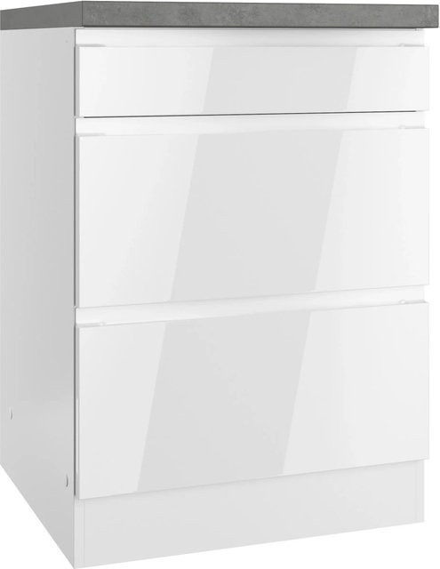 Held Küchen Kochfeldumschrank Gera Breite: 60 cm, Farbe: Weiß/Beton - Bild 1