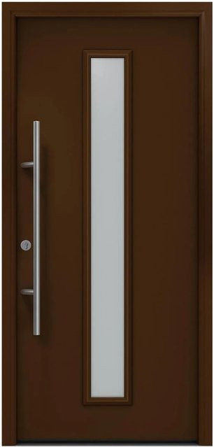 EcoStar Haustür Isopro Secur IPS 020S Terrabraun mit Glaseinsatz B: 110 cm, H: 210 cm, DIN Links - Bild 1