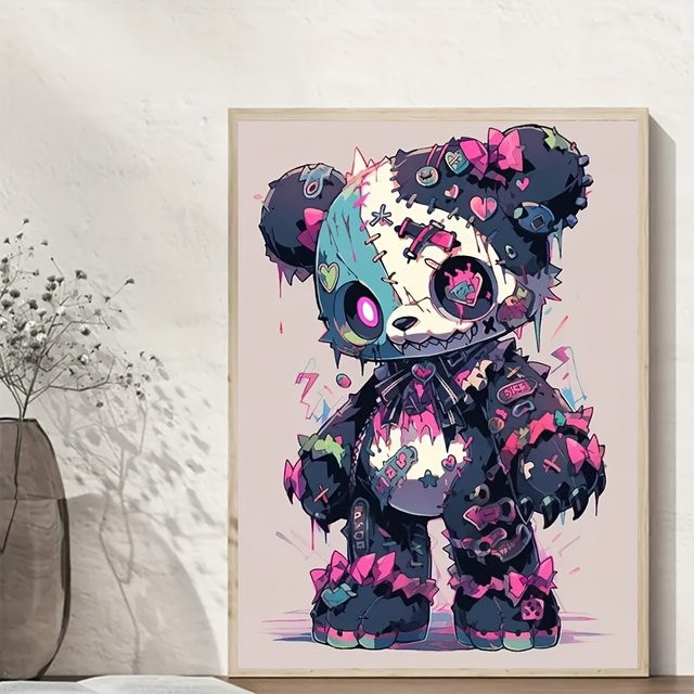 The Raggedy Bear 5D-Diamant-Mosaik DIY-Diamantmalerei Set in Multicolour, rund, B: 30,0 cm, H: 20,0 cm, T: 20,0 cm - Bild 1