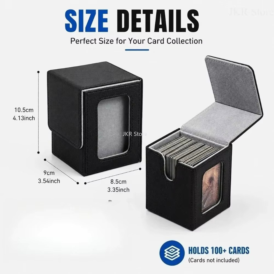 PU-Kartenaufbewahrungsbox mit Fenster und Magnetverschluss in Schwarz, fleckenresistenter und feuchtigkeitsbeständiger Kartenhalter mit Deckel, B/T/H: 10,5 x 8,5 x 0 cm - Bild 6
