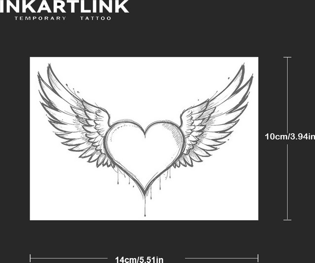 INKARTLINK Temporäre Tattoo Aufkleber, Flügel Liebe, Wasserdicht - Bild 1