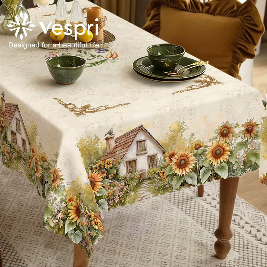Vespri Tischdecke mit floralem Frühlingsmuster in Gelb und Multicolour für Ostern und Partys, Rund - Bild 4