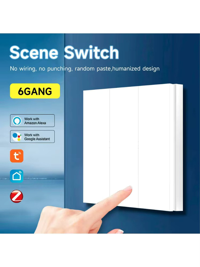 Tuya ZigBee 6 Gang Smart Szene Schalter Weiß – Kabelloser Druckknopf Controller mit App-Steuerung für Smart Life - Bild 3