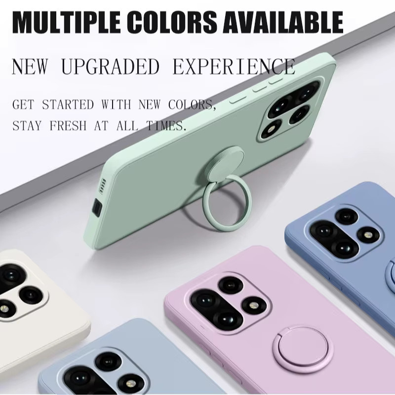 Silikon Schutzhülle für OnePlus 15 und 13T mit Finger Ring Ständer und Objektiv Schutz in Pink - Bild 2