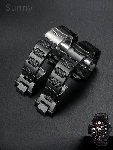 Casio Uhrenarmband, Kunststoff, Edelstahl, Schwarz, Herren - Bild 1