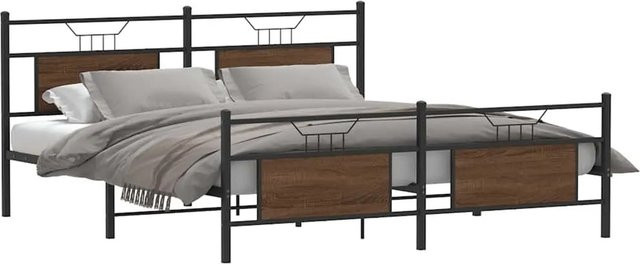 vidaXL Metallbett in Eiche Braun ohne Matratze B/T/H: 160 x 200 x 91,5 cm - Bild 1
