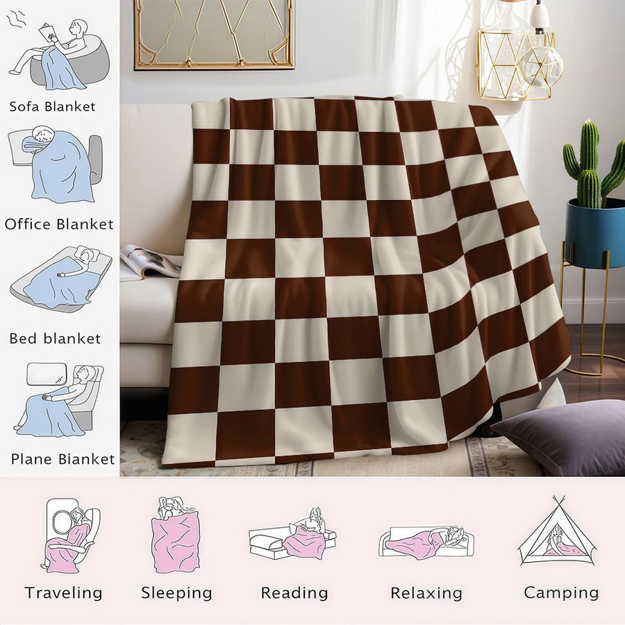 JMG Household Supplies Flanelldecke mit Karomuster in Braun-Beige, weich und warm, B/H: 70 x 100 cm - Bild 2