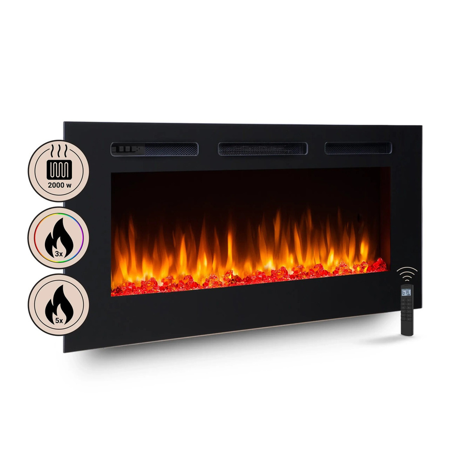 BALDERIA FI-48 Elektrokamin Einbaukamin mit 3D-Flammeneffekt und Bluetooth in Schwarz - Bild 2