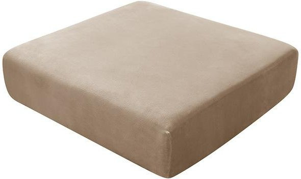 Waschbarer Sofa-Sitzkissenbezug aus weichem Samtstoff in Beige, abnehmbarer Stretch-Bezug für quadratische Kissen - Bild 1
