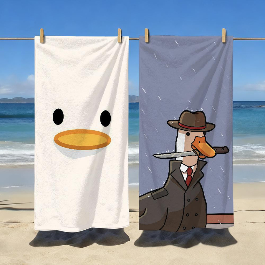Sandfestes und schnelltrocknendes Strandtuch mit Enten-Motiv von JMG Household Supplies, Farbe: Weiß, B x H: 40 x 70 cm - Bild 3