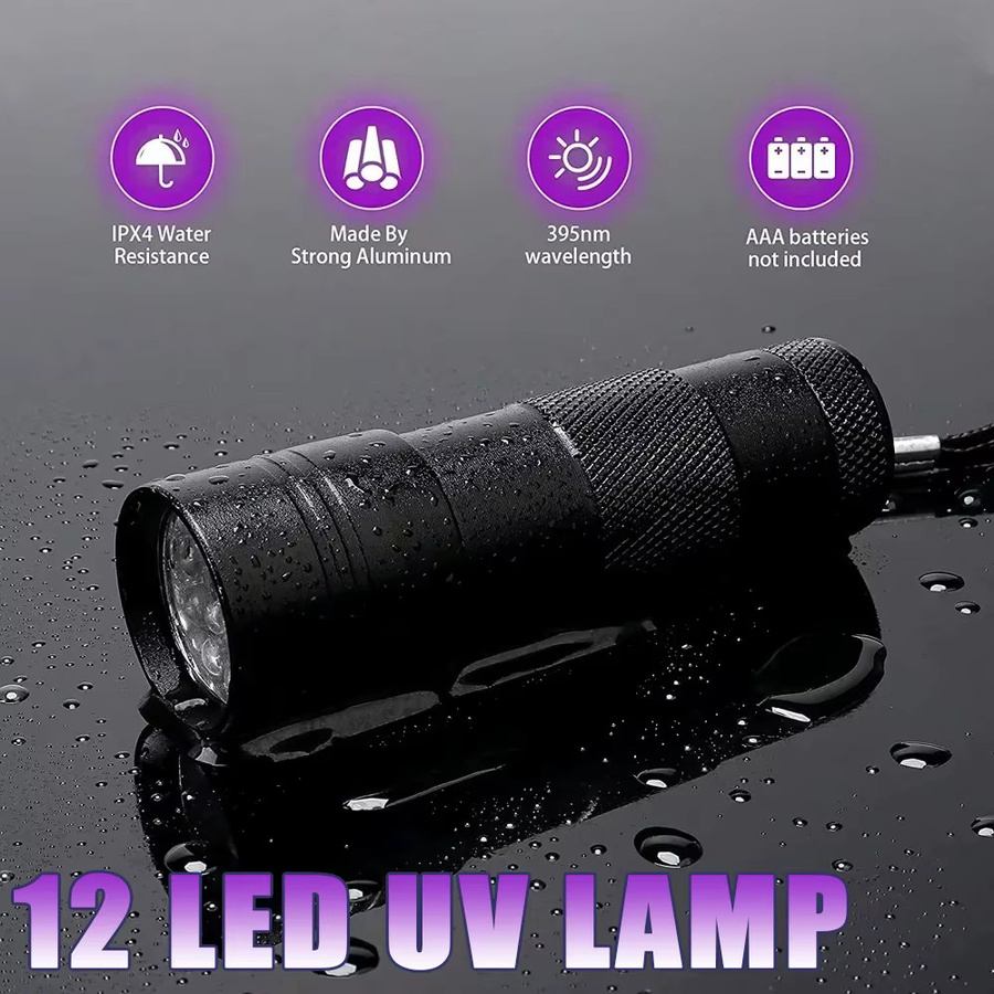 XIWANGFIRE UV-Lichtlampe, Mini-9-LED-Taschenlampe, Schwarz, Unisex - Bild 2