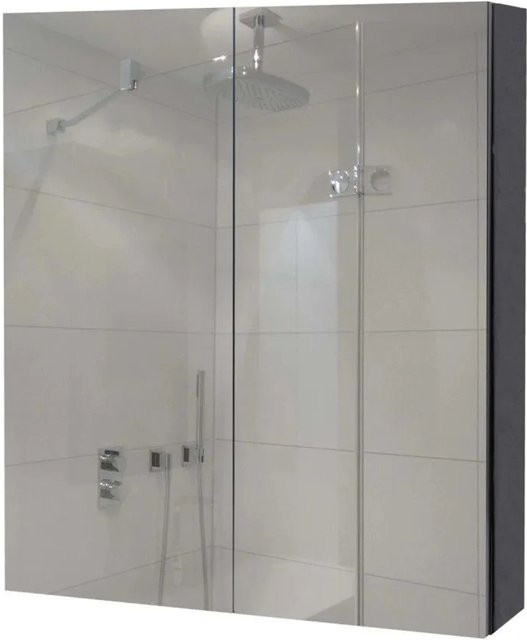 MCW Spiegelschrank B19b Badschrank in Schwarz mit 2 Regalböden und Soft-Close-Türen, B/H/T: 70 x 60 x 16 cm - Bild 2