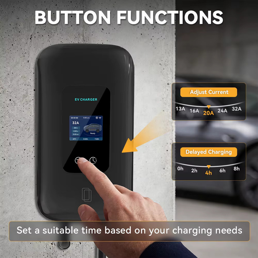 JDMEX Typ2 EV-Ladestation Wallbox mit APP-Steuerung, Schwarz, 7KW / 11KW / 22KW, 5M Kabel, IEC62196-2, 16A / 32A Elektroauto-Ladegerät - Bild 3
